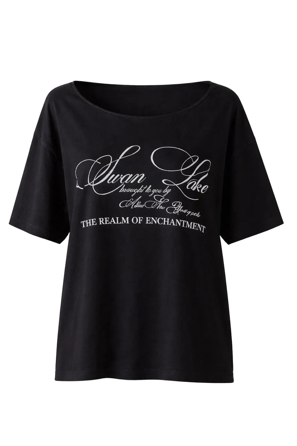 Prima Enchantment Script Swan Lake Black Tee